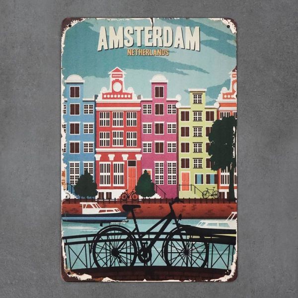 Tabliczka dekoracyjna metalowa AMSTERDAM
