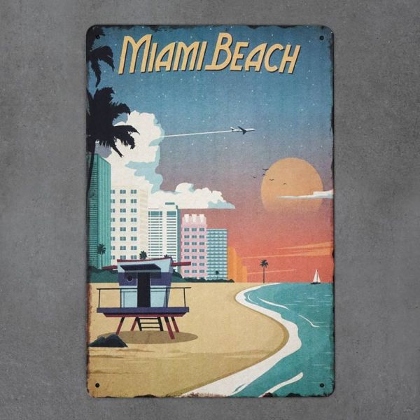 Tabliczka dekoracyjna metalowa MIAMI BEACH