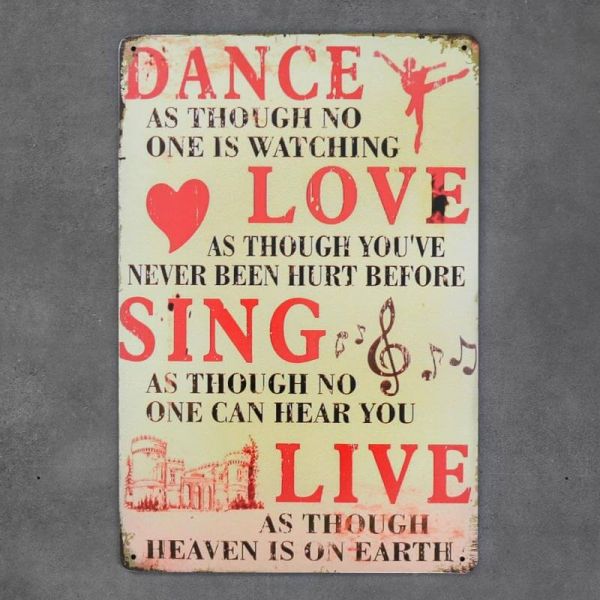 Tabliczka dekoracyjna metalowa DANCE LOVE SING