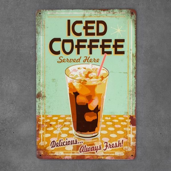 Tabliczka dekoracyjna metalowa ICED COFFEE