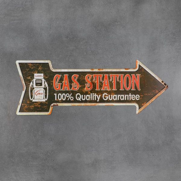 Tabliczka kierunkowa metalowa GAS STATION