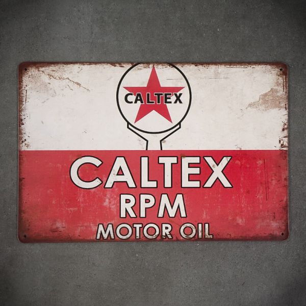 Tabliczka dekoracyjna metalowa CALTEX RPM MOTOR