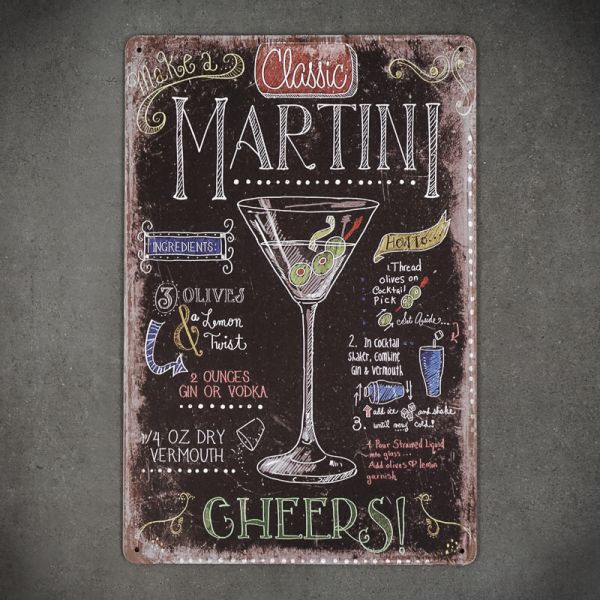 Tabliczka dekoracyjna metalowa RETRO MARTINI CHEERS