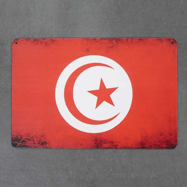 Tabliczka dekoracyjna metalowa FLAGA TUNEZJI