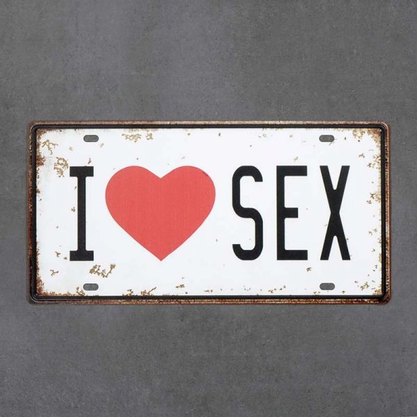 Tabliczka dekoracyjna metalowa I LOVE SEX
