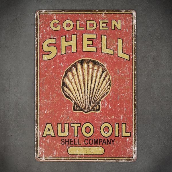 Tabliczka dekoracyjna metalowa GOLDEN SHELL AUTO OIL