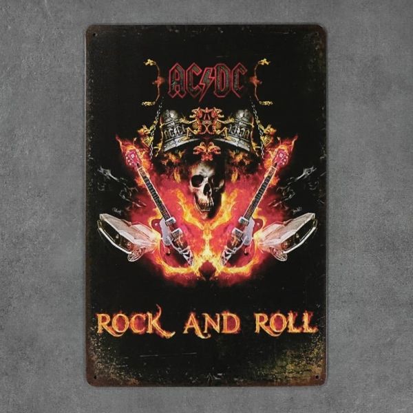 Tabliczka dekoracyjna metalowa AC/DC ROCK AND ROLL