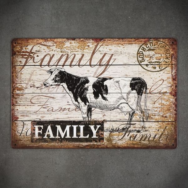 Tabliczka dekoracyjna metalowa FAMILY COW