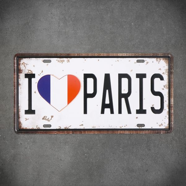 Tabliczka dekoracyjna metalowa I LOVE PARIS