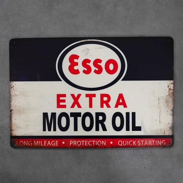 Tabliczka dekoracyjna metalowa ESSO MOTOR OIL BLACK