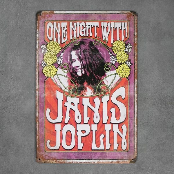 Tabliczka dekoracyjna metalowa NIGHT WITH JANIS JOPLIN