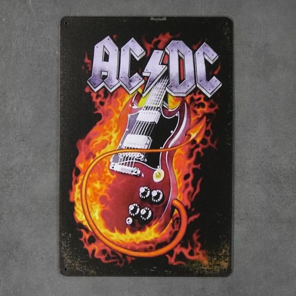 Tabliczka dekoracyjna metalowa AC DC GUITAR