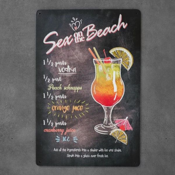Tabliczka dekoracyjna metalowa DRINK SEX ON THE BEACH