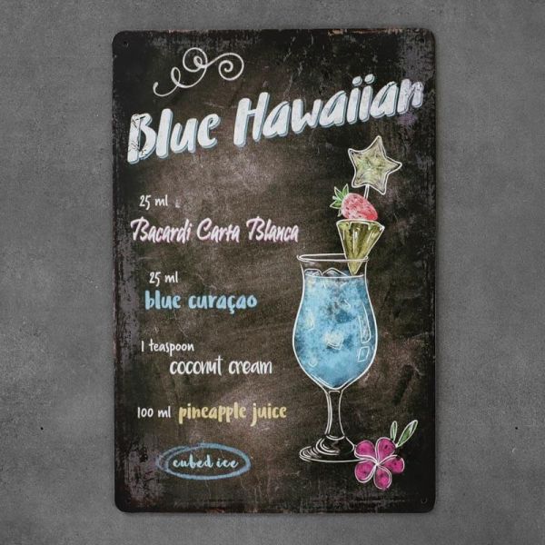 Tabliczka dekoracyjna metalowa BLUE HAWAIIAN