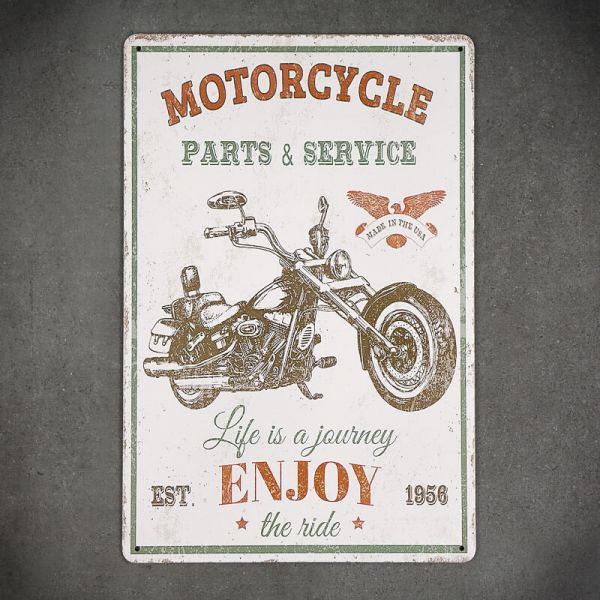 Tabliczka dekoracyjna metalowa MOTORCYCLE PARTS