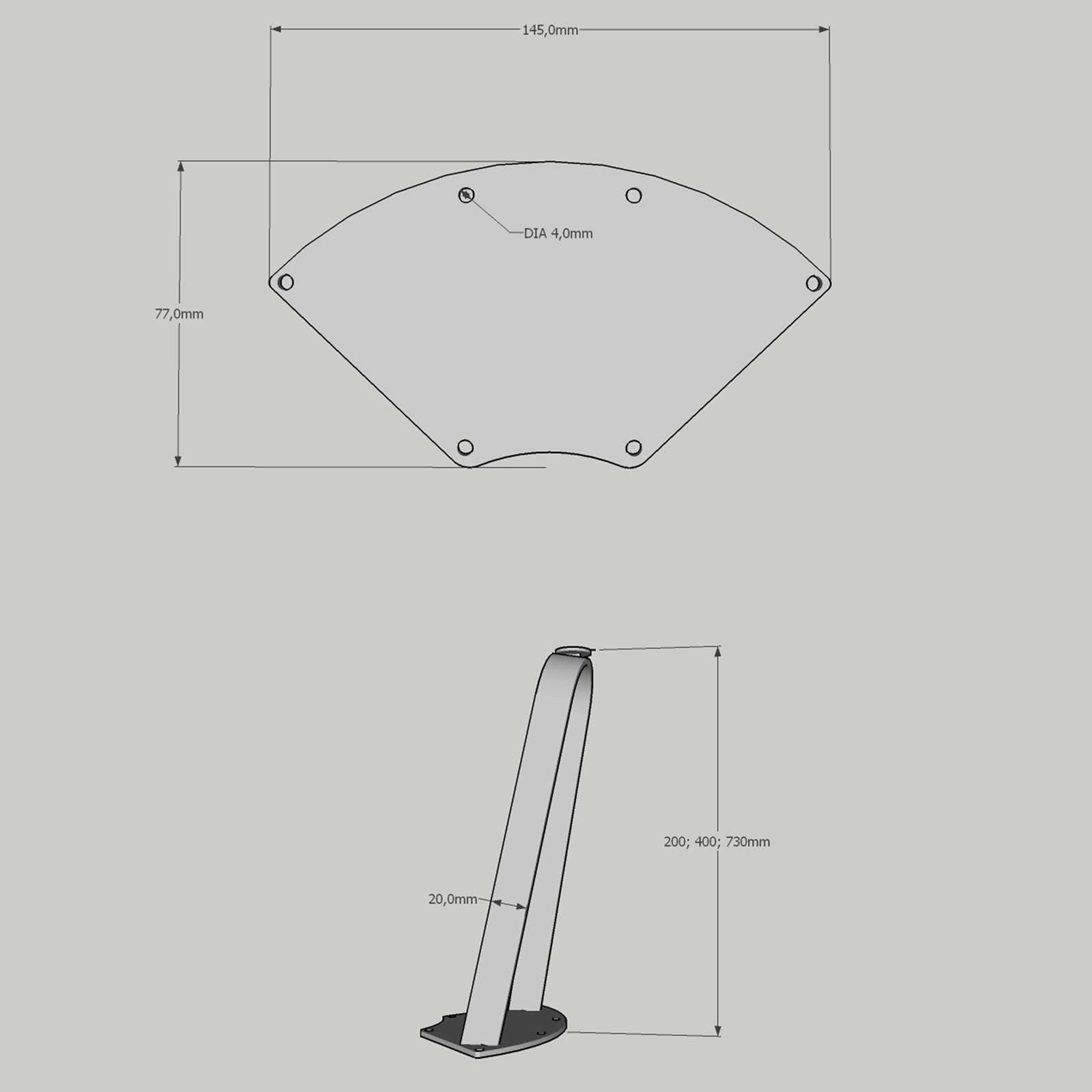 rysunek techniczny nogi hairpin schemat nogi hairpin