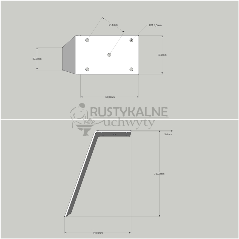 rysunek techniczny nogi flat schemat nogi flat