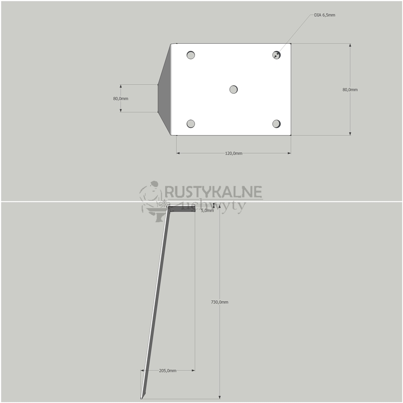rysunek techniczny nogi flat schemat nogi flat