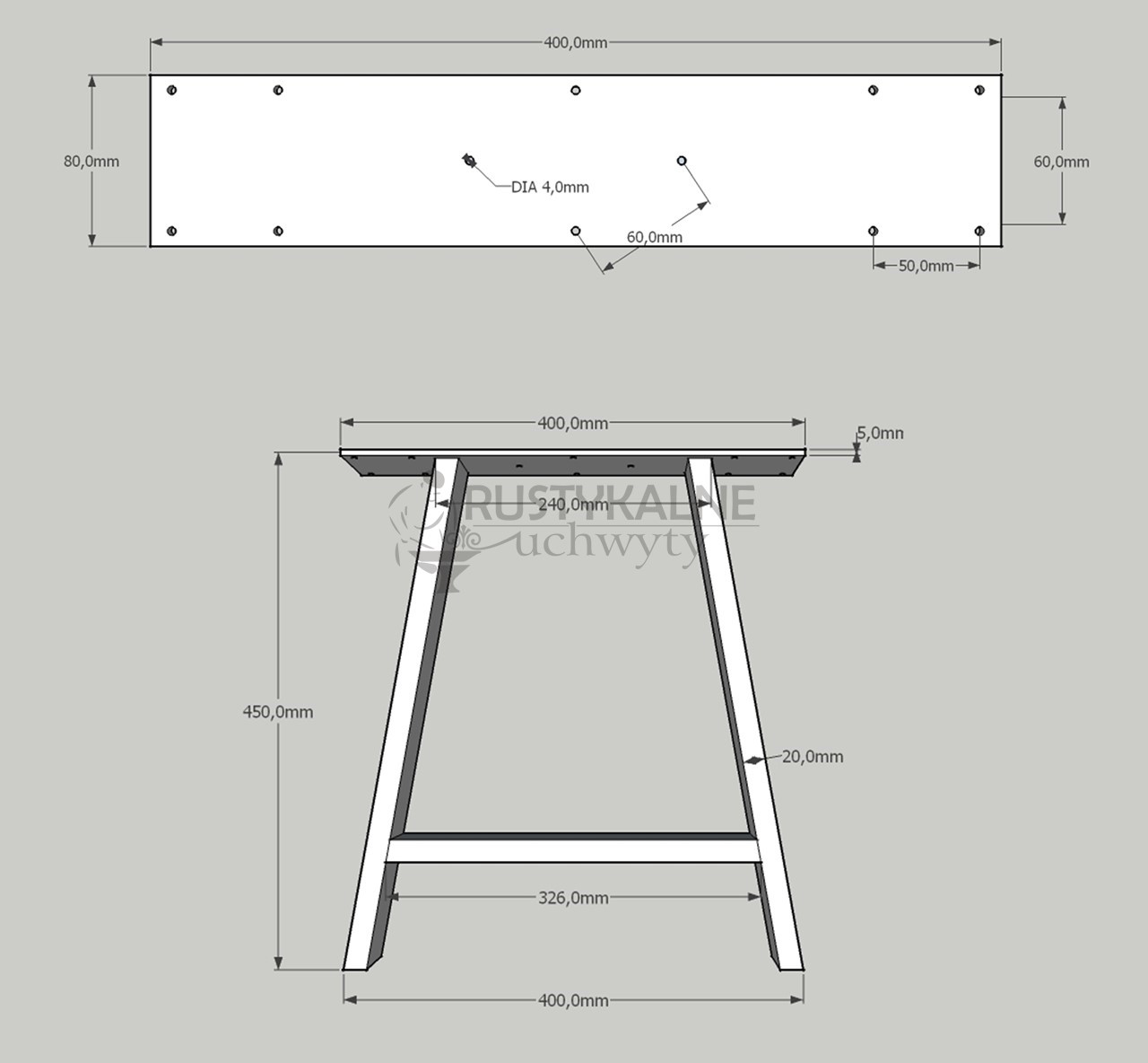 Noga Stalowa Typu A 40x45cm