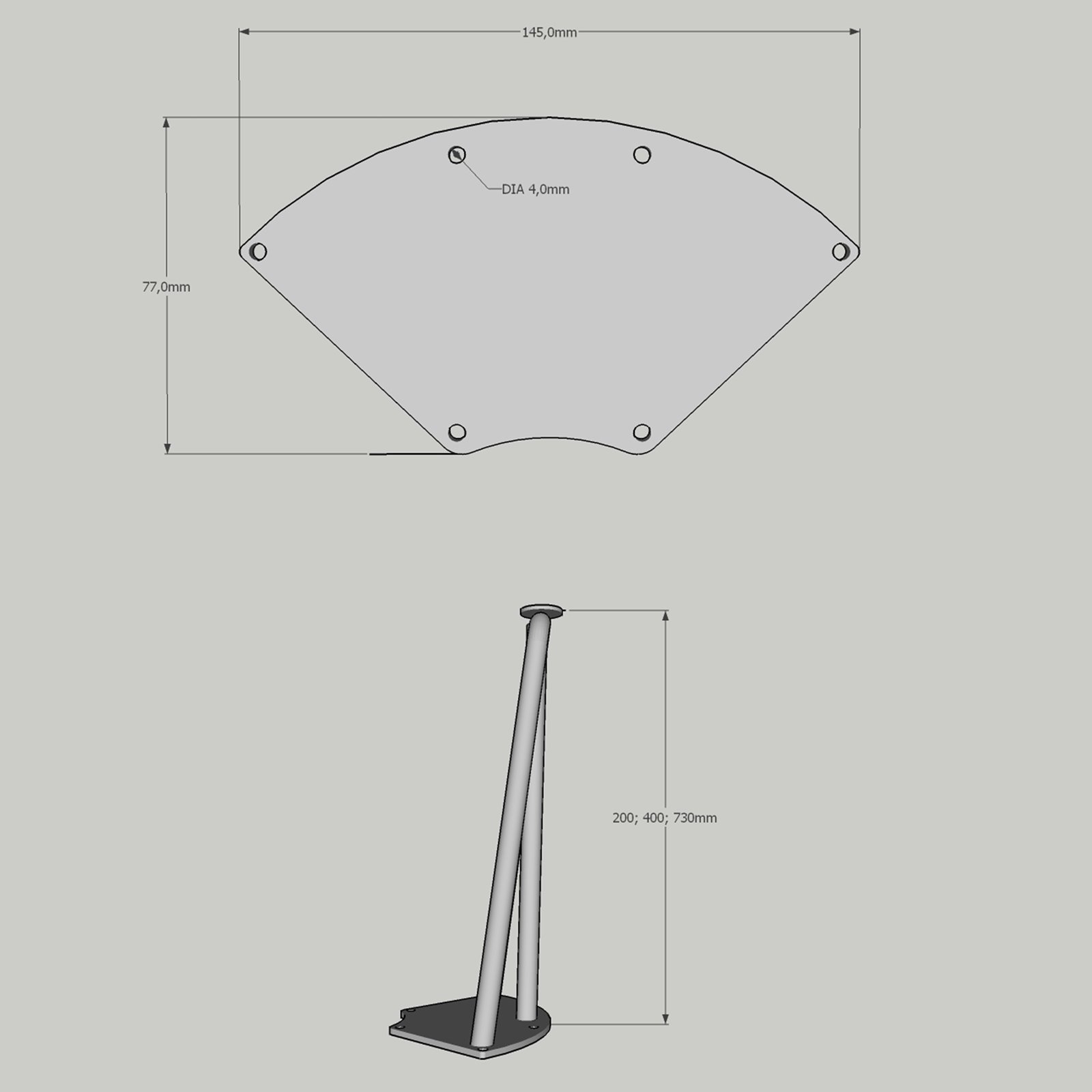 rysunek techniczny nogi hairpin schemat nogi hairpin